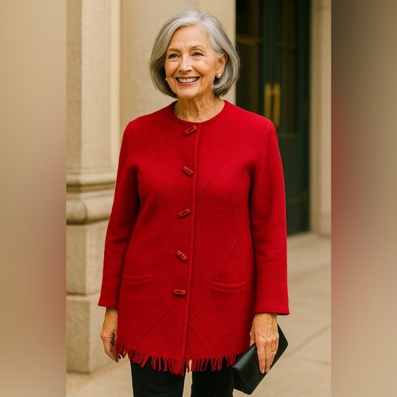 Proportion Petite 100% Wool fire engine red fringe theatre coat women’s size XS - Picture 1 of 9